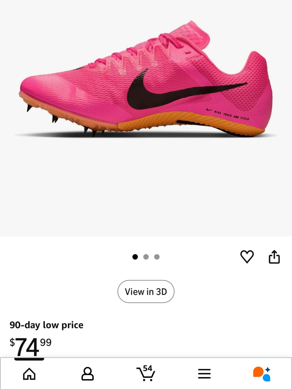 Nike Women's Pink Track Spikes with Black Swoosh
